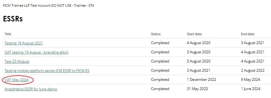 Screenshot demonstrating how to view ICM ESSRs in the FICM LLP