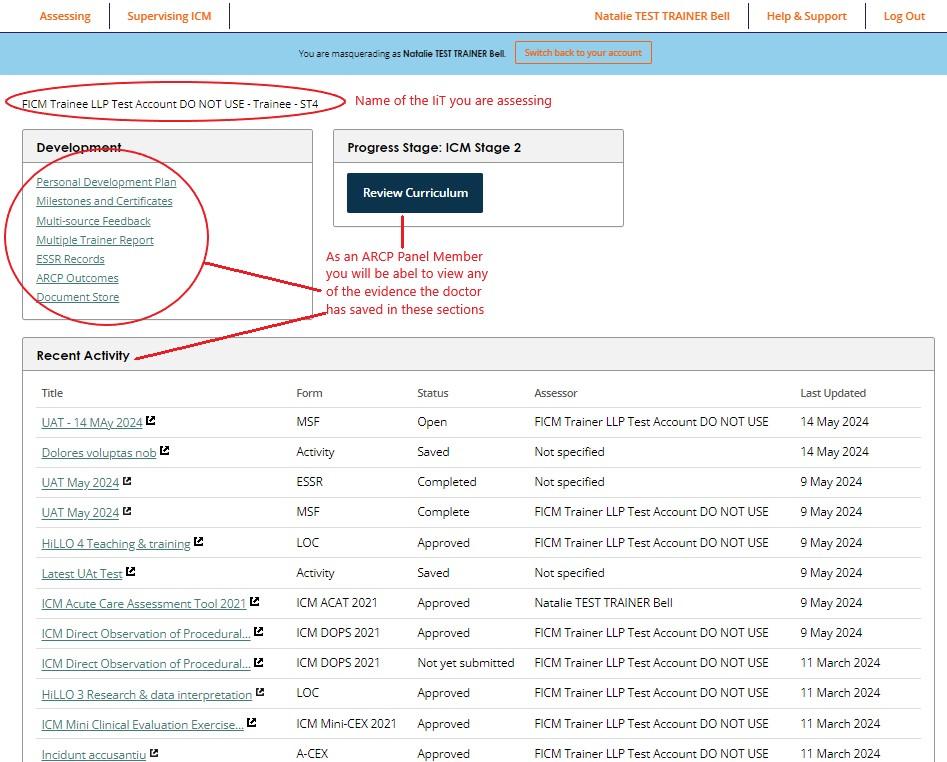 A screenshot demonstrating how to view further evidence in the FICM LLP