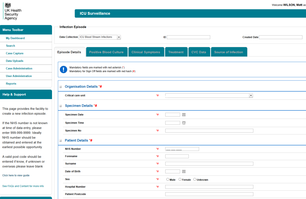 ICCQIP case capture page