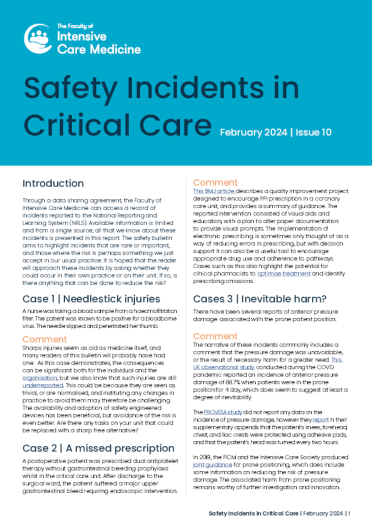 Safety Bulletin | The Faculty of Intensive Care Medicine