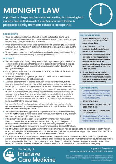 ML Refusal to accept diagnosis of death according to neurological critieria cover